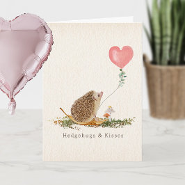 Tarjeta Hedge Hugs & Kisses Hedgehog Mushroom Valentine