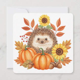 Tarjeta Hedgehog and pumpkin thanksgiving card