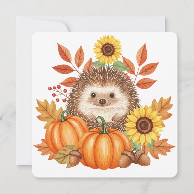 Tarjeta Hedgehog and pumpkin thanksgiving card  (Anverso)