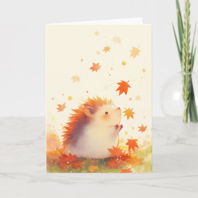 Tarjeta Hedgehog Autumn Fun (Anverso)