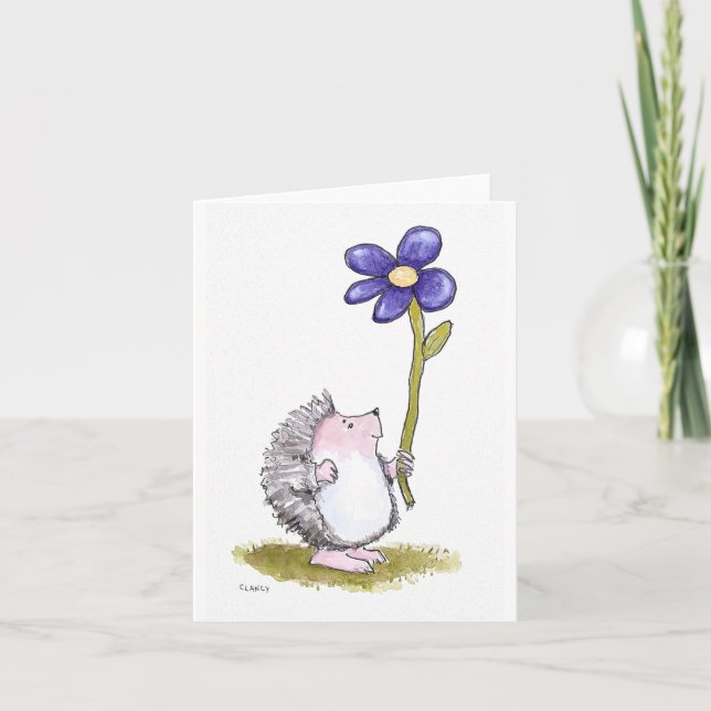 Tarjeta Hedgehog Con Flor (Anverso)