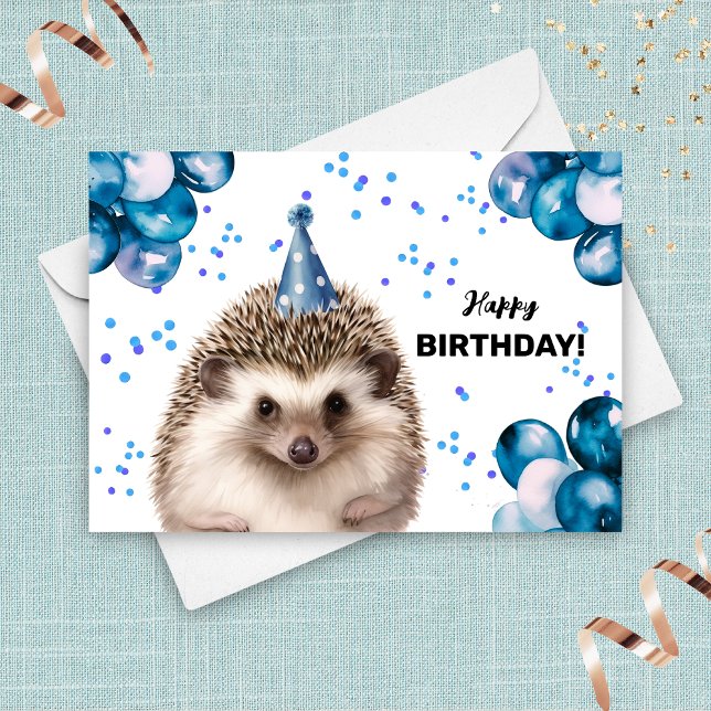 Tarjeta Hedgehog con globos y Gorra Fiesta Cumpleaños (Subido por el creador)