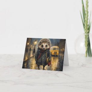 Tarjeta Hedgehog en el diseño de las acuarelas de niebla