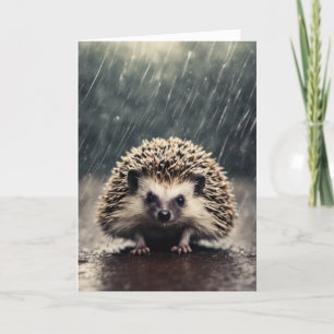 Tarjeta Hedgehog En Lluvia