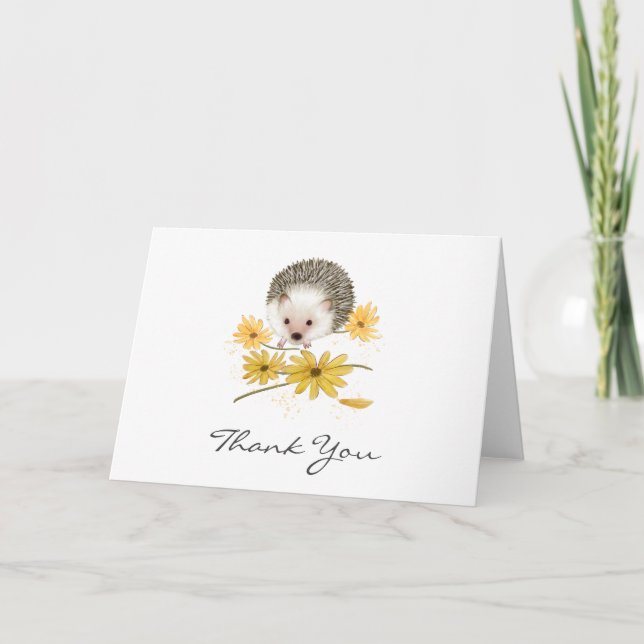 Tarjeta Hedgehog Floral Personalizado Doblado (Anverso)