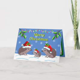 Tarjeta Hedgehogs and child Christmas Card