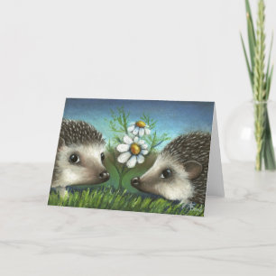Tarjeta Hedgehogs en una fecha