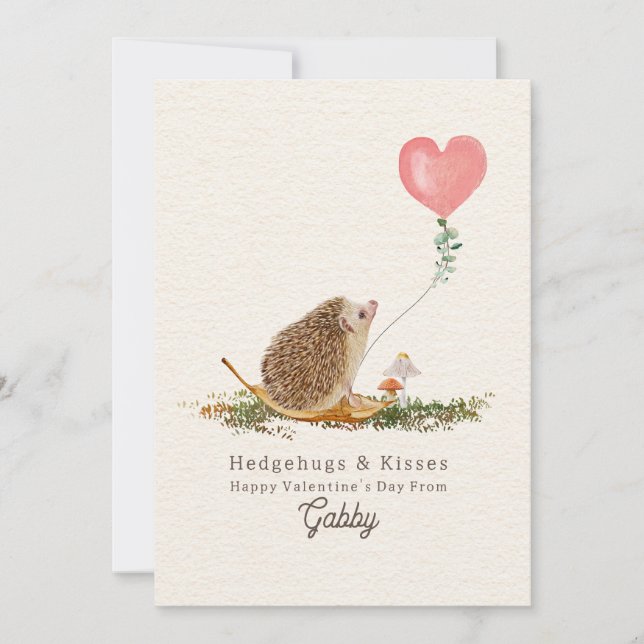 Tarjeta Hedgehugs Besos Foto Rosa Hedgehog Valentine (Anverso)