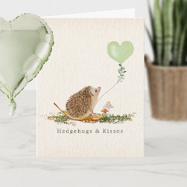 Tarjeta Hedgehugs & Kisses Hedgehog Mushroom Valentine