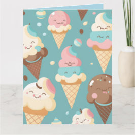 Tarjeta Helado colorido y lindo