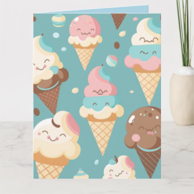 Tarjeta Helado colorido y lindo (Anverso)