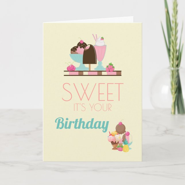 Tarjeta Helado Crema - Dulce Cumpleaños (Anverso)