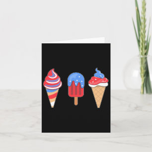 Tarjeta Helado de bandera americana roja blanca y azul 4 d