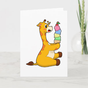 Tarjeta helado de gofre de jirafa