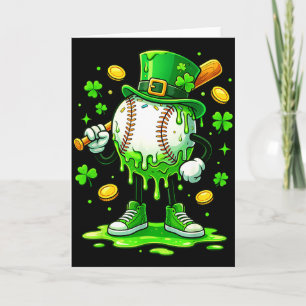 Tarjeta Helado de goteo de béisbol del día de San Patricio