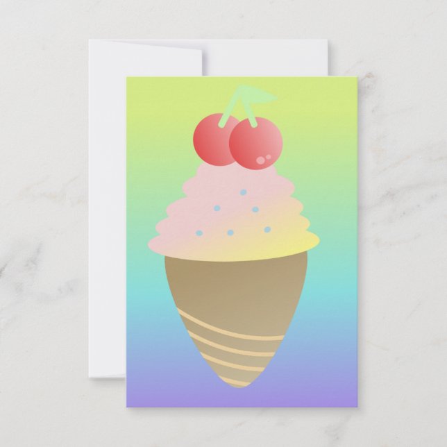 Tarjeta Helado De Ombre Dos Topping De Cerezo (Anverso)