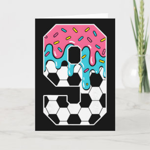 Tarjeta Helado que gotea fútbol 9 años juventud cumpleaños