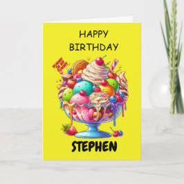 Tarjeta Helado Sundae Colorido – Ilustración de Postre Ado