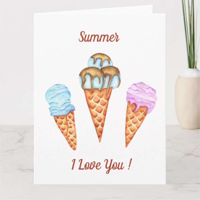 Tarjeta Helado te amo lindo verano    (Anverso)