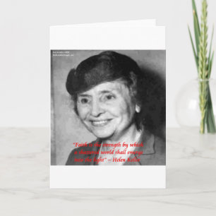 Tarjeta Helen Keller cita de sabiduría "Fe/Stength"