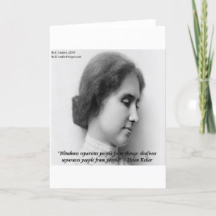 Tarjeta Helen Keller y famosa cita para sordos y ciegos