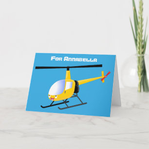 Tarjeta Helicóptero de personalizado alegre amarillo lindo