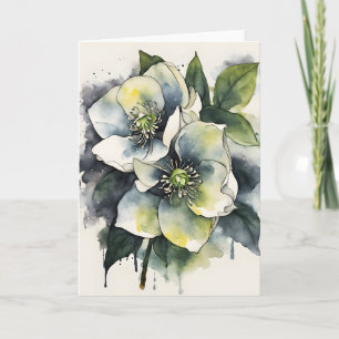 Tarjeta Hellebore - Flores de acuarela