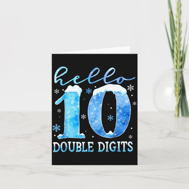 Tarjeta Hello 10 Double Digits Snowflakes Winter Christmas (Anverso)
