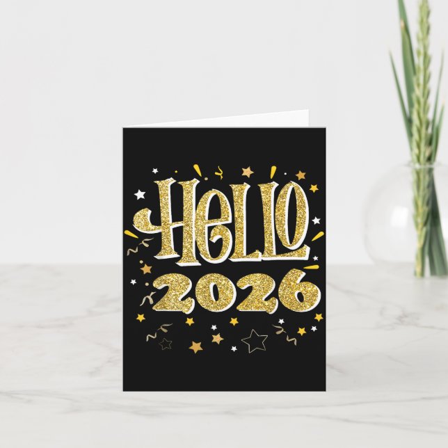 Tarjeta Hello 2026 Happy New Year Pajama Funny Family Matc (Anverso)