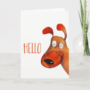 Tarjeta "Hello" Cute Dog Watercolor Blank Interior