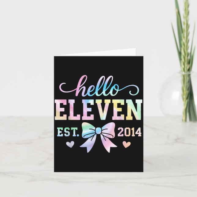 Tarjeta Hello Eleven Est 2014 Coquette Bow 11th Birthday G (Anverso)