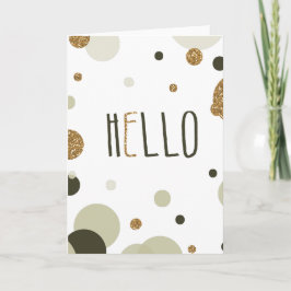 Tarjeta Hello Gold Faux Purpurinas Dots