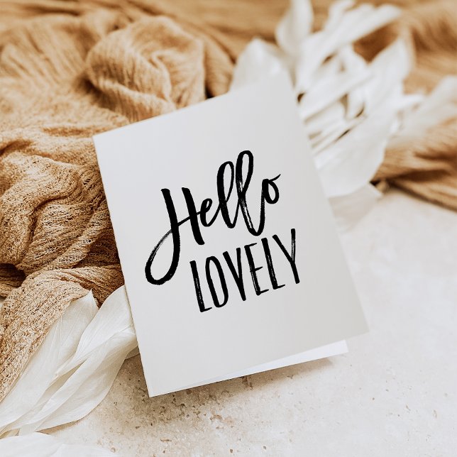 Tarjeta Hello Lovely | Tipografía de Moda en blanco (Subido por el creador)