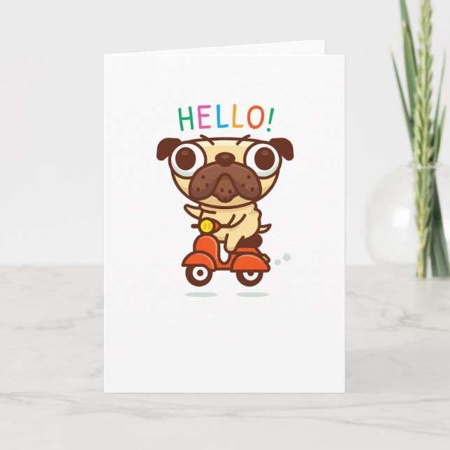Tarjeta Hello Pug (Anverso)