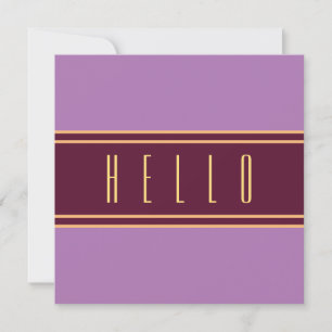 Tarjeta HELLO Refinado Burgundy Lavender Purple Stripes