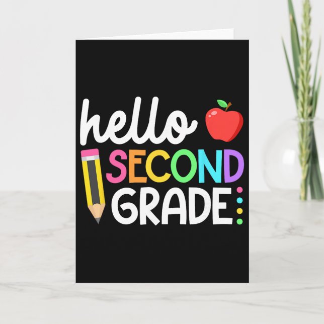 Tarjeta Hello Second Grade Team 2nd Grade Byck To School T (Anverso)