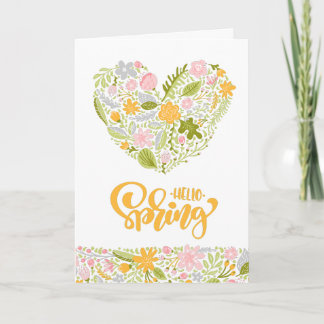 Tarjeta Hello Spring Greeting Card with Floral Heart