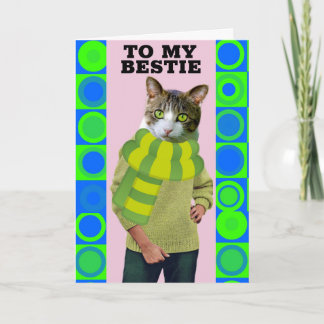 TARJETA HELLO TO BEST FRIEND FUNNY CAT GREETING CARD