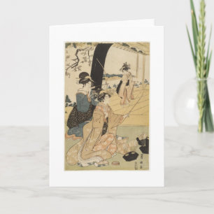 Tarjeta Hembras japonesas que practican el tiro al arco C.