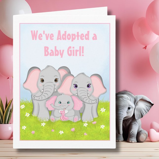 Tarjeta Hemos adoptado una dulce familia de elefantes niña (Subido por el creador)
