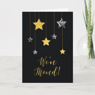 Tarjeta Hemos movido estrellas brillantes de oro y plata s