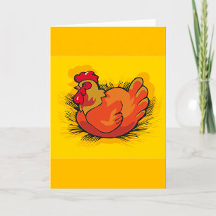 Tarjeta Hen en Nest Bright Farmyard Chicken