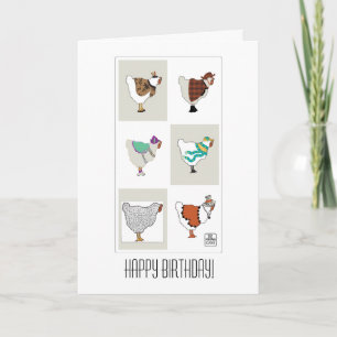 Tarjeta Hen (moda) cumpleaños High Art Card
