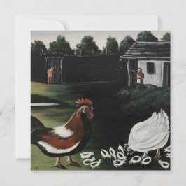 Tarjeta Hen with her Chicks in a Rural Farmyard Landscape
