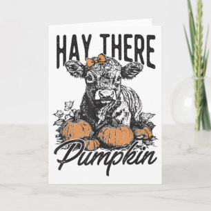 Tarjeta Heno Allí Calabaza Linda Vaca Granja Otoño Vaca
