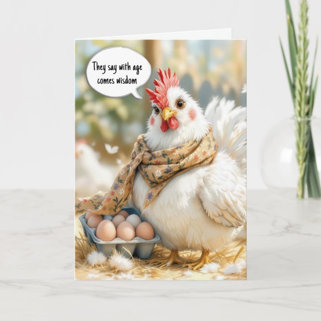 Tarjeta Heno Blanco De Cumpleaños Con Huevos (Anverso)