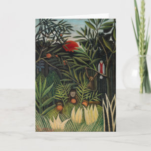 Tarjeta Henri Rousseau - Monos y loro en la Selva Virgen
