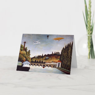 Tarjeta Henri Rousseau - puente de Sèvres y colinas de Cla