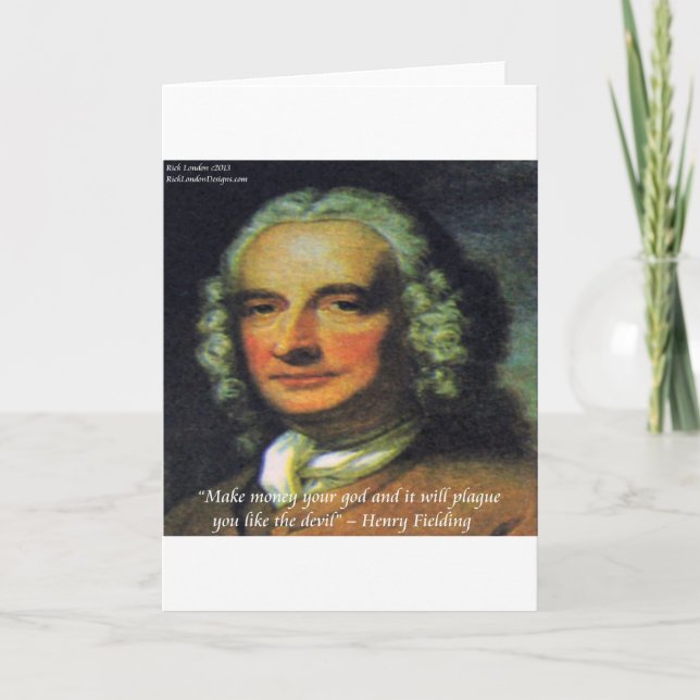Tarjeta Henry Fielding la cita "Si el dinero es tu Dios" (Anverso)