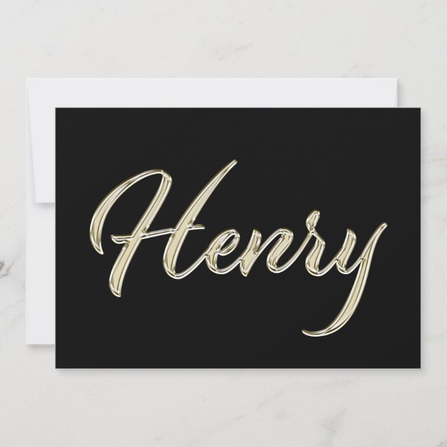 Tarjeta Henry Name white gold Handwriting Karte (Anverso)